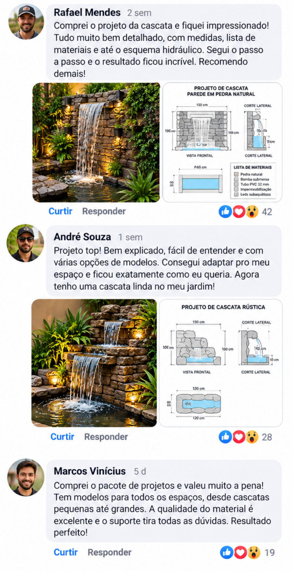 Depoimento de cliente sobre os Projetos de Cascatas