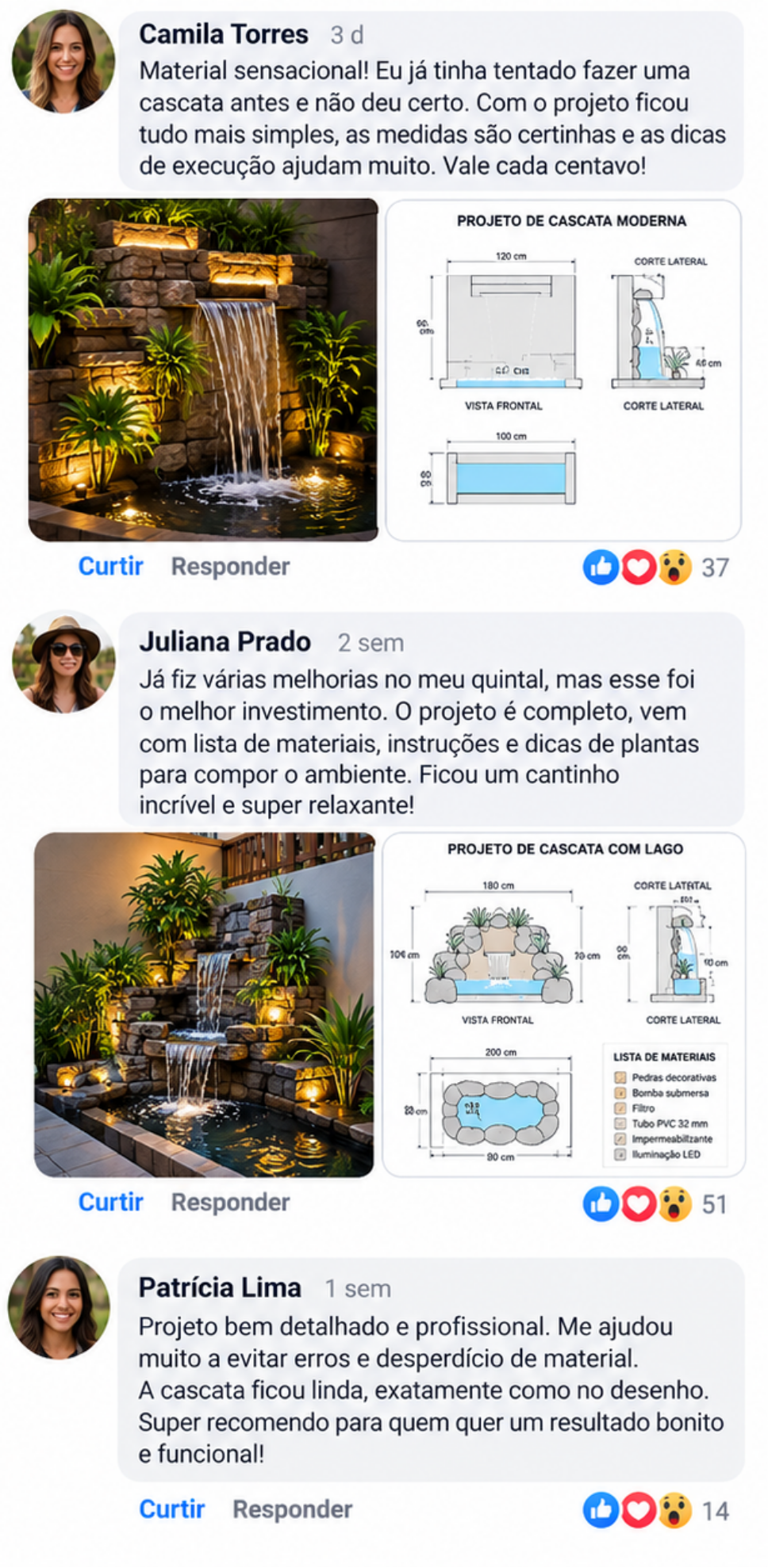 Depoimento de cliente sobre os Projetos de Cascatas