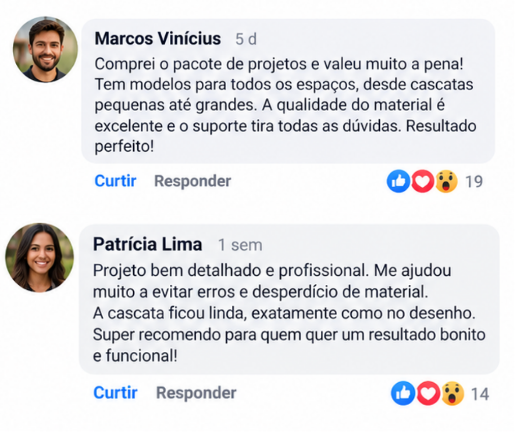 Depoimento de cliente sobre os Projetos de Cascatas